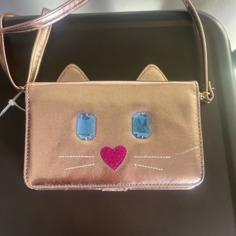 Betsey Johnson Rose Gold Cat Face Crossbody Bag - Picture 1 of 7